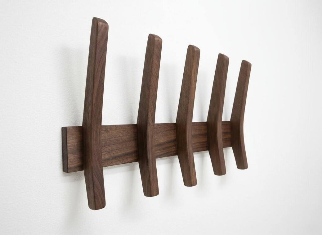 Walnut Fin Hook Rack