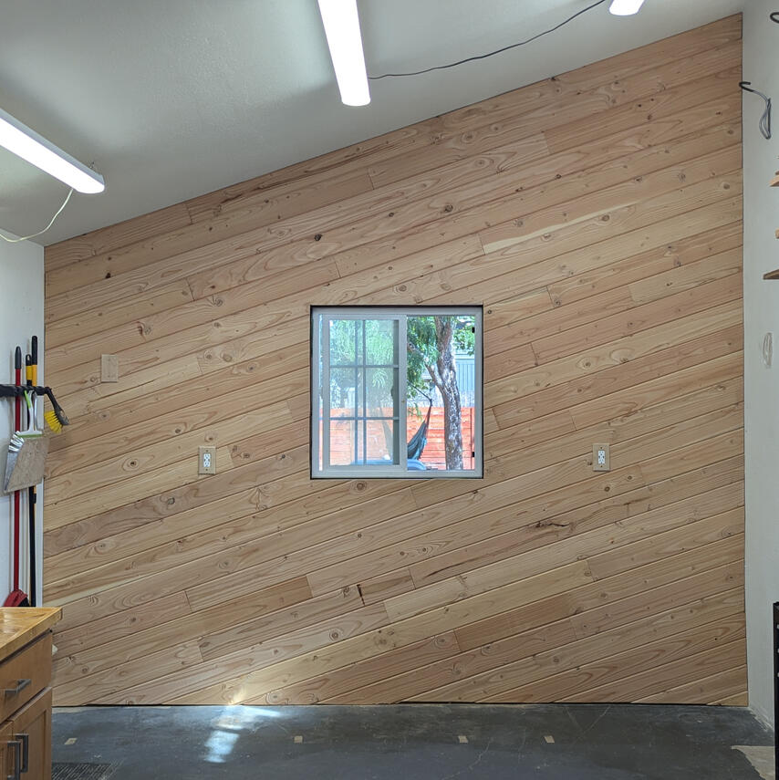 Douglas Fir Tongue and Groove Sloped Wall
