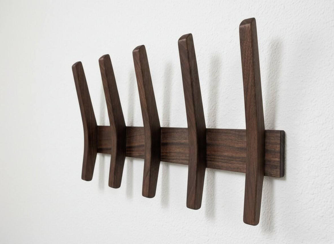 Walnut Fin Hook Rack